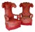 Large Armchairs in Red Silk with High Curved Backs and Scrolled Armrests, France, Early 20th Century, Set of 2 For Sale