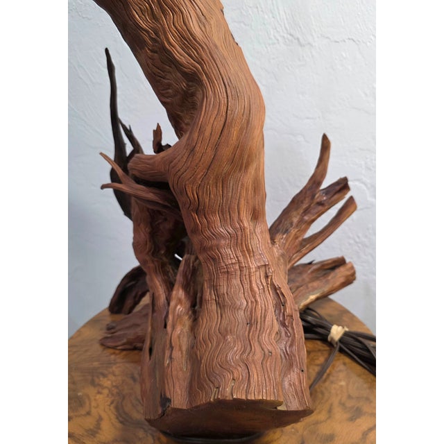 1960s Vintage Driftwood MCM Wood Table Lamp For Sale - Image 5 of 12