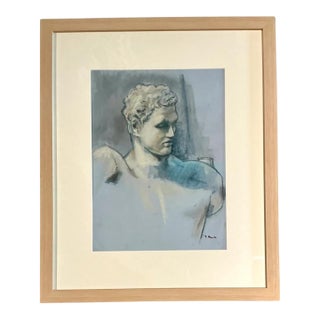 Vintage Framed Classical Bust Study on Paper For Sale