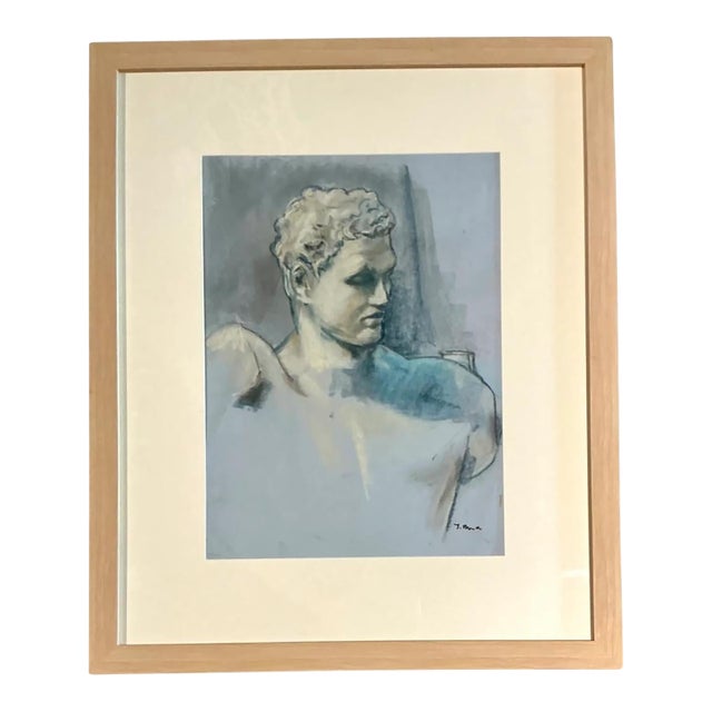 Vintage Framed Classical Bust Study on Paper For Sale