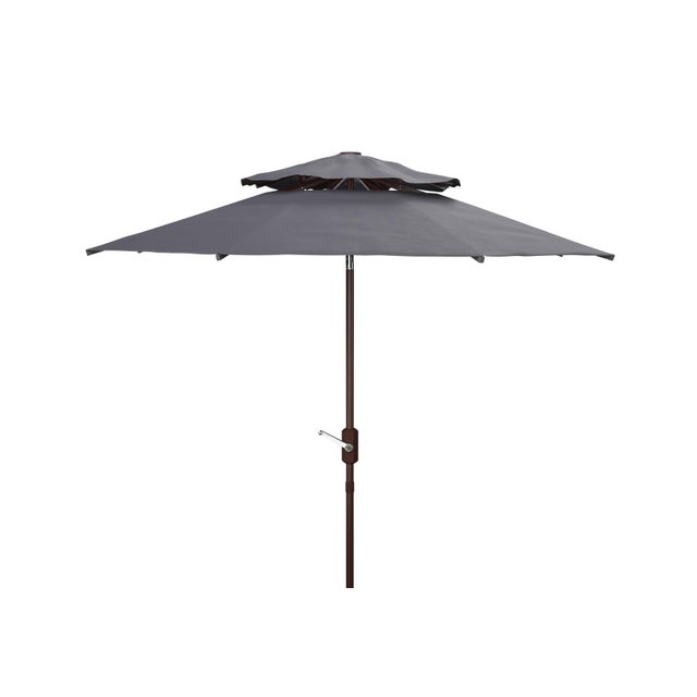 Traditional Athens 9Ft Double Top Crank Umbrella, Navy For Sale - Image 3 of 6