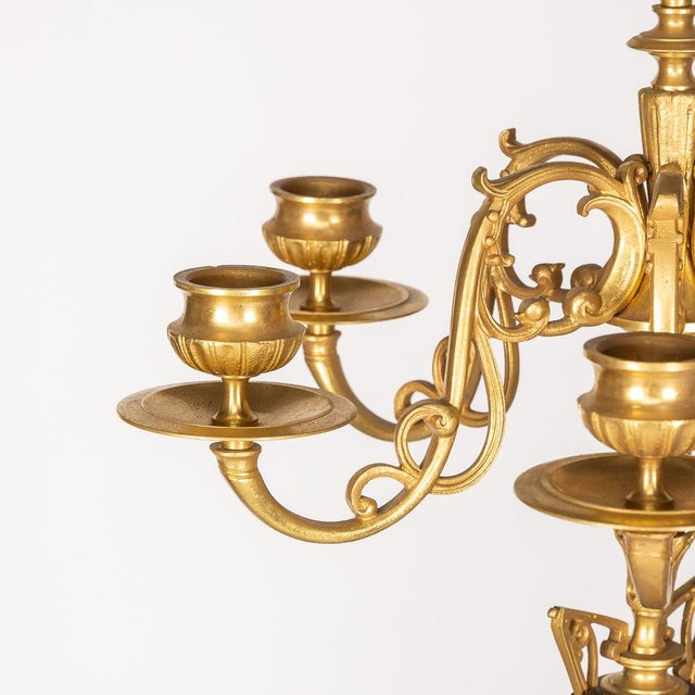 Brown French Ormolu Bronze Candelabras on Black Marble, 1870s, Set of 2 For Sale - Image 8 of 18
