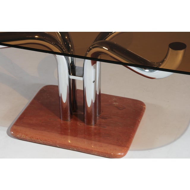 Italian Chrome and Smoked Glass Table from Guido Faleschini, 1970s For Sale - Image 15 of 18