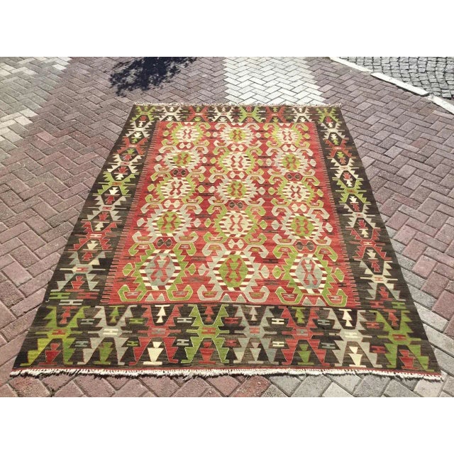 Vintage Turkish Kilim Rug - 83" X 112" For Sale - Image 11 of 11