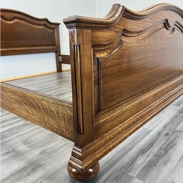 Vintage French Style King Size Bed Frame in Oak For Sale - Image 11 of 13