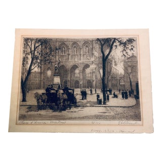 Signed Edgar L. Bloomster Etching “Place D’Armes – Montréal” | Limited Edition No. 100/100 | C. 1920 For Sale