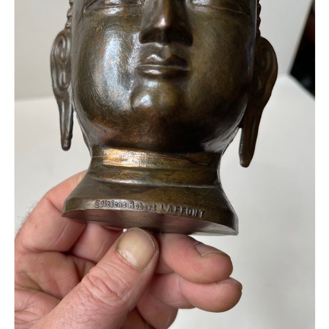 Metal Vintage Siddhartha Gautama Buddha Head in Brass from Robert Laffont Editions, 1980s For Sale - Image 7 of 10