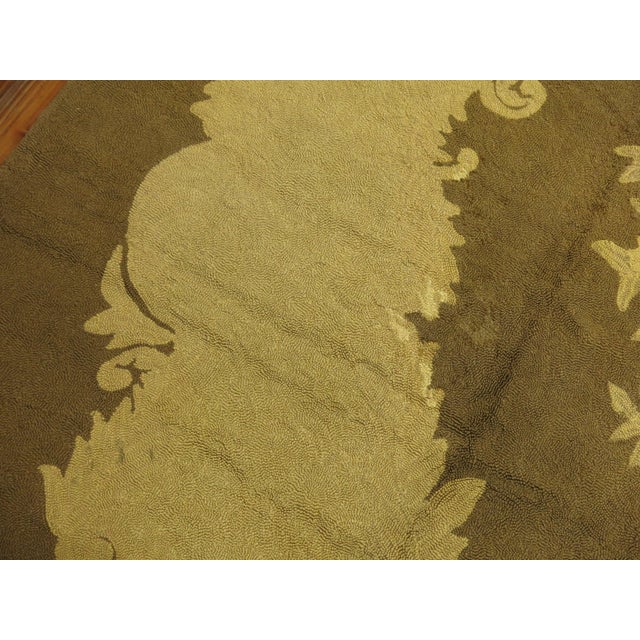 Mid 20th Century Mid 20th Century Brown Tone Palace Size American Hook Floral Rose Rug - 11'3" x 21'7" For Sale - Image 5 of 6