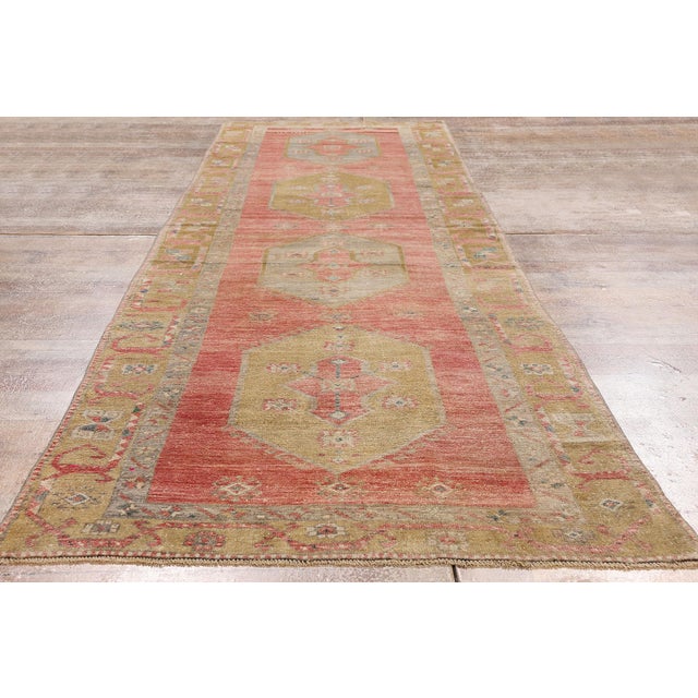 Vintage Turkish Oushak Rug, 03'03 X 12'00 For Sale - Image 9 of 10