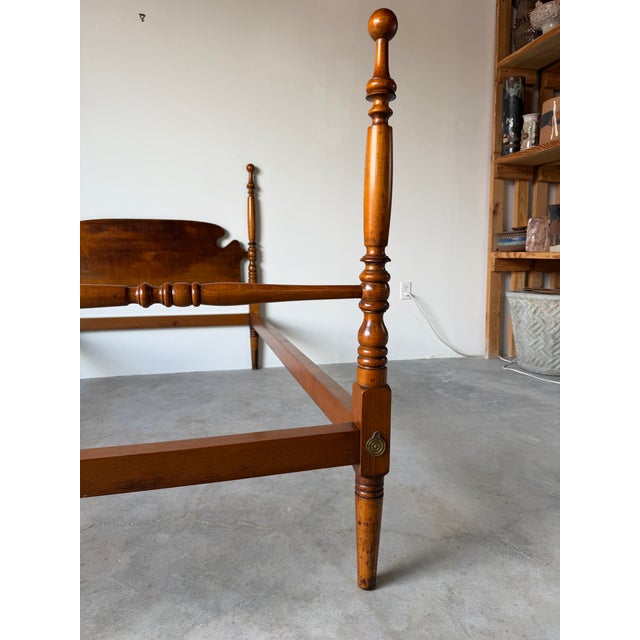 1970s Vintage Peter Engel Carved Walnut Four-Poster Twin Bed Frame For Sale - Image 5 of 18
