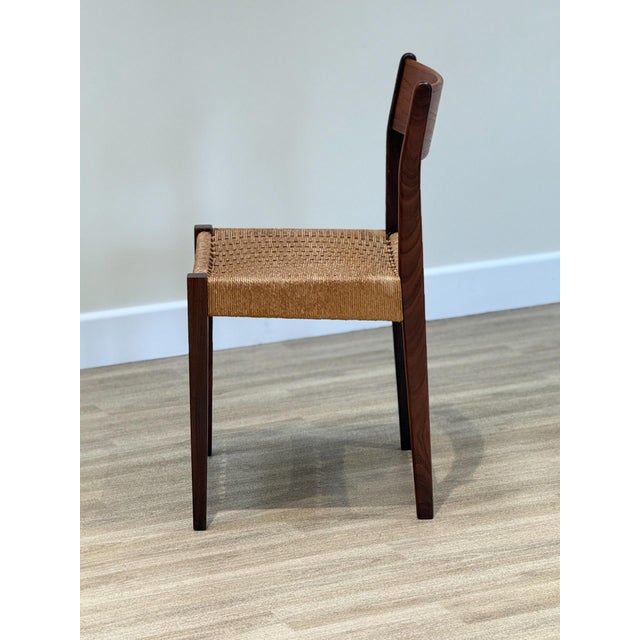 Danish Chairs in Teak and Paper Cord attributed to Poul Volther, 1960s, Set of 4 For Sale - Image 12 of 14