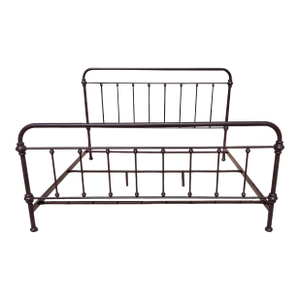 1990s King Size Headboard Footboard and Rails Black Metal Bed Frame