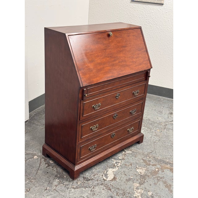 Traditional Wood Secretary Desk Chest, Vintage For Sale - Image 3 of 12