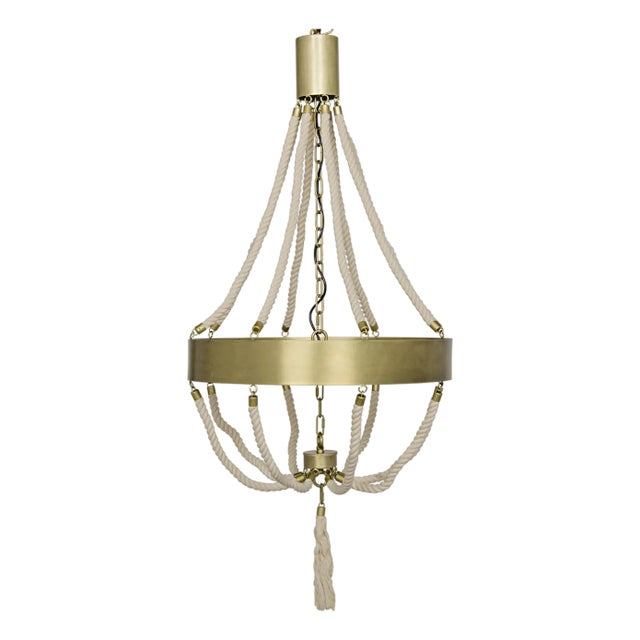 NOIR Alec Chandelier, Antique Brass and Rope For Sale