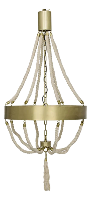 NOIR Alec Chandelier, Antique Brass and Rope