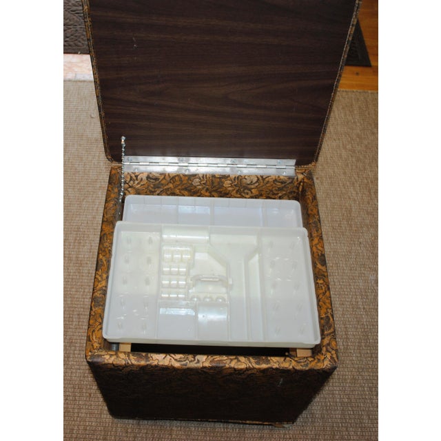 Mid Century Vinyl Sewing Ottoman Box Stool For Sale - Image 4 of 8