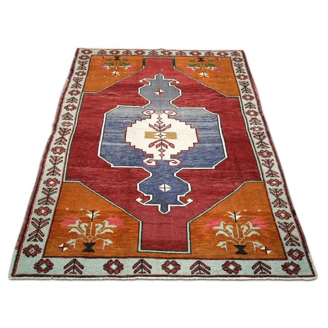 1960s Turkish Oushak Rug For Sale In Los Angeles - Image 6 of 7