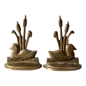 Vintage Brass Duck Bookends