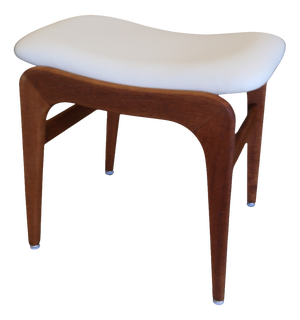 Vintage Stool in Linen-Colored Leather, 1960s