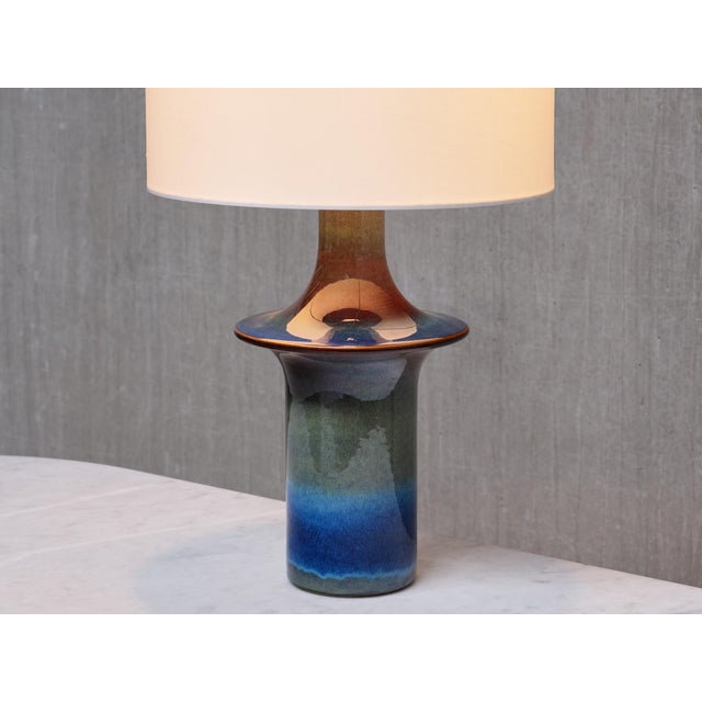 Blue Table Lamp in Gradient Glazed Ceramic by Einar Johansen for Søholm, Denmark, 1960s For Sale - Image 8 of 12