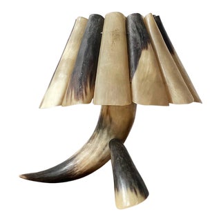 1960s Mexican Horn Lamp With Matching Horn Shade For Sale