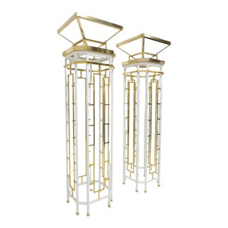 1940s Monumental Brass and Metal Torchieres - a Pair For Sale
