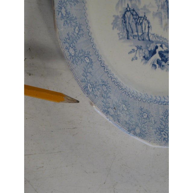 Dinner Wall Plate, Blue Transferware Scenic, John G Alcock Blantyre Cobridg 19th C. England For Sale - Image 9 of 12