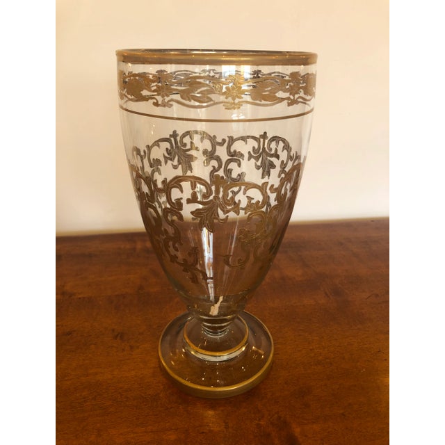 1940s Vintage Gold Leaf Decorated Glass Vase For Sale - Image 5 of 9