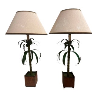 Pair, Hollywood Regency, Italian Tole Cachepot Table Lamps For Sale