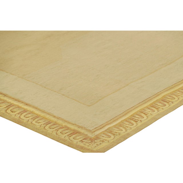 Antique Aubusson Runner Rug in Gold With Floral Medallion | Rug & Kilim For Sale In New York - Image 6 of 7