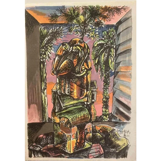 Modern Ercole Pignatelli, Landscape, 1975, Lithograph For Sale - Image 3 of 3