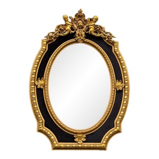 1980 French Artisan Louis XVI Gold Wood Wall Mirror For Sale
