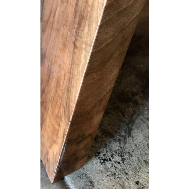 Brown Italian Minimalist Monolithic Oak Bench For Sale - Image 8 of 10