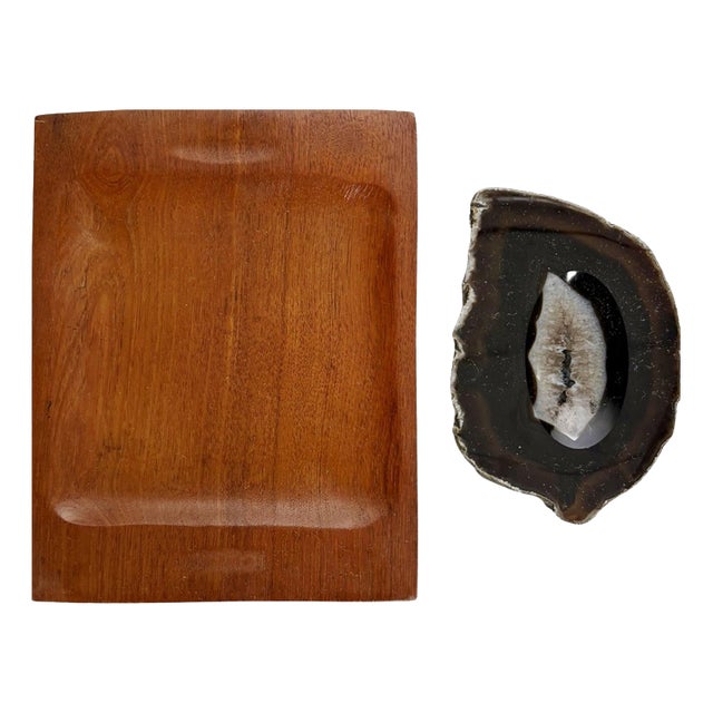French Wooden and Marble Trinket Trays, Set of 2 For Sale