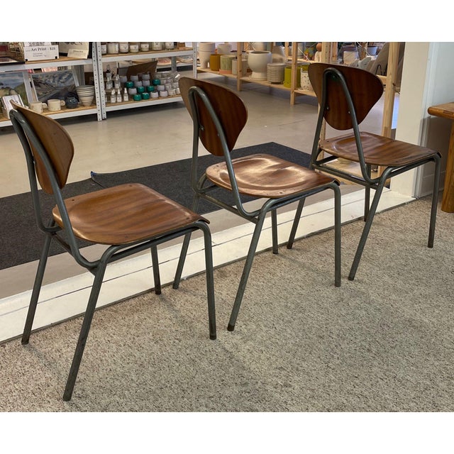 1970s Vintage Danish Modern Dining Chairs With Metal Frames- Set of 4 For Sale In Seattle - Image 6 of 10