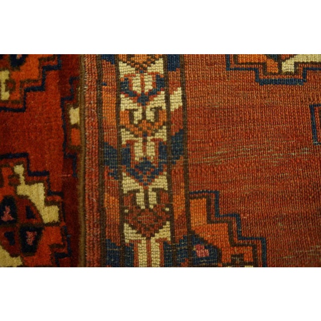 Ruby Red 1880s Red Ruby Geometric Tribal Antique Baluch Turkmen Rug 2' 7'' X4' 0'' Knotted Wool Carpet For Sale - Image 8 of 9