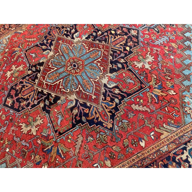 Red Antique Heriz Rug, 1920s For Sale - Image 8 of 18