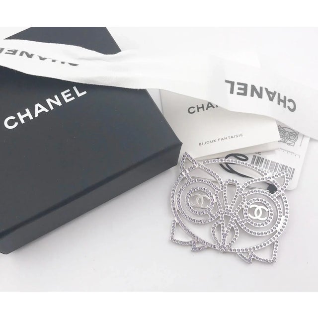 Chanel Brand New Silver Owl Light Lavender Crystal Brooch *Marked 18 *Comes with original box, pouch, booklet, tag and...