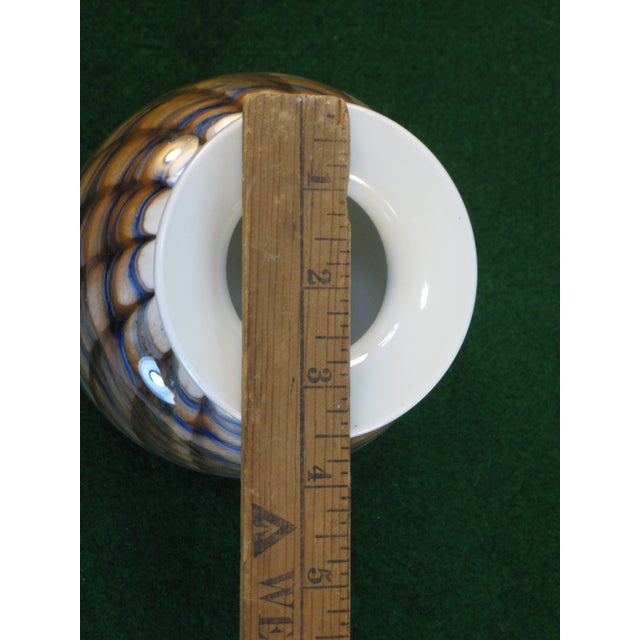 Late 20th Century Art Glass Vase Micheal Nourot Cased Rust and Blue For Sale - Image 10 of 13