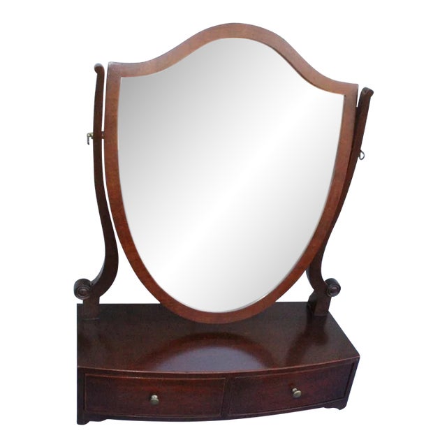 English Regency Mahogany Kindel Shaving Mirror With Two Drawers, Early 20th Century For Sale