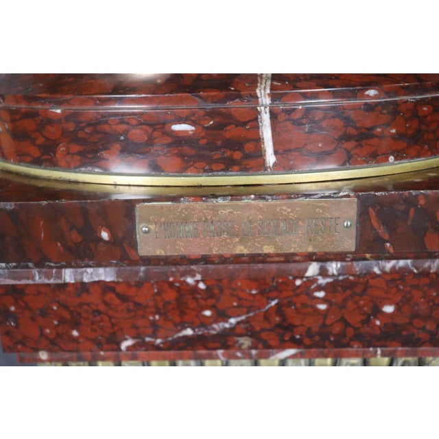 Rouge Marble Pedestal With Bronze E. Piccault Statue For Sale - Image 17 of 18