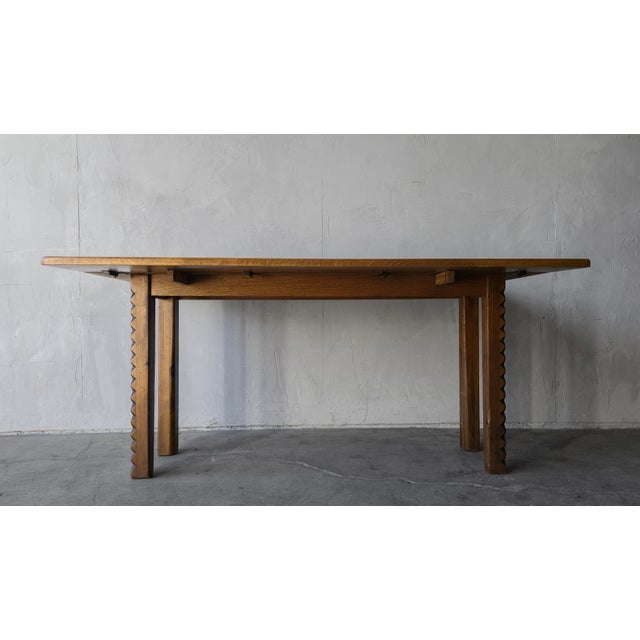 1950s European Craftsman Drop Leaf Dining Table With Sawtooth Legs For Sale - Image 11 of 12