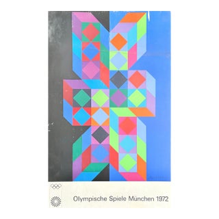 Victor Vasarely for the 1972 Munich Olympic Games Limited Edition Poster, Signed For Sale
