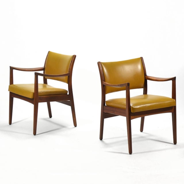 Wood Walnut Armchairs by Johnson Chair Co. (Pair) For Sale - Image 7 of 10