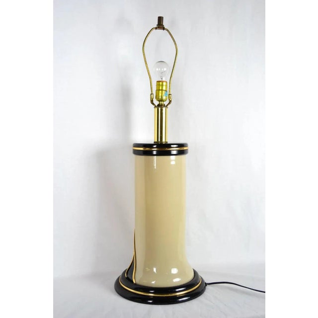 Metal 1980s Glass Table Lamp | Ivory Glass Double Light For Sale - Image 7 of 12
