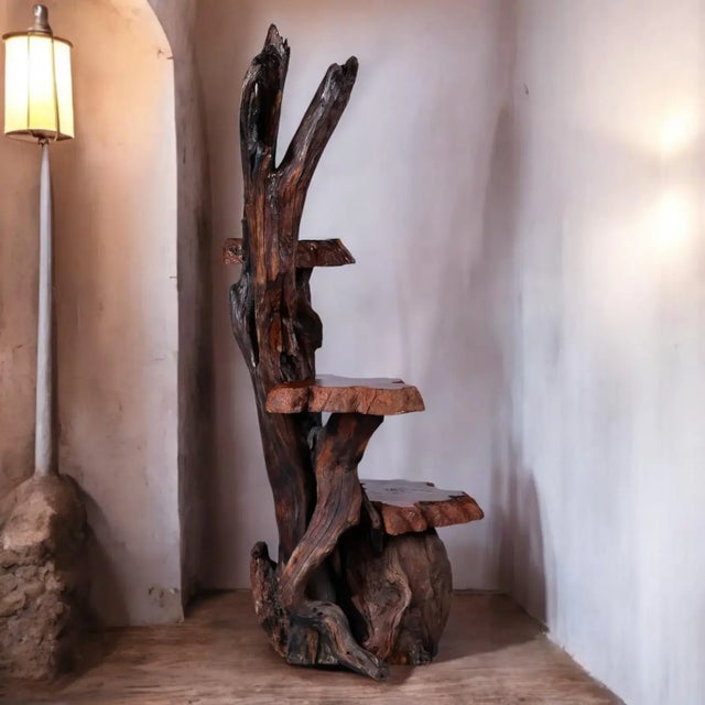 Brown Large Rustic Live Edge Tree Trunk Plant Stand or Art Pedestal For Sale - Image 8 of 13