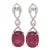 Oval Ruby Dangle Earrings with Earth Mined Diamonds in Solid 14k White Gold - 2 Pieces For Sale