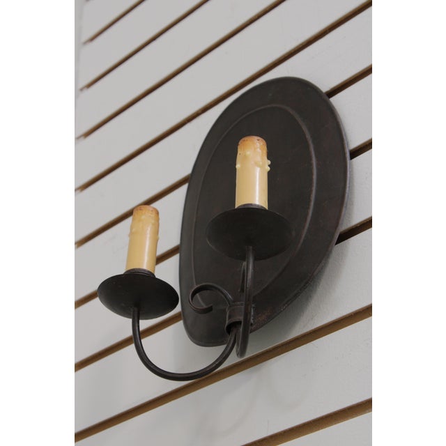 1990s 1990s Oval Metal Flemish Double Arm Sconces - a Pair For Sale - Image 5 of 11