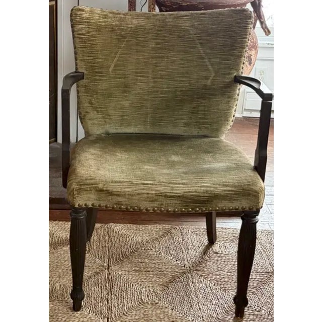 Wood Mid Century Arm Chair With Nail Heads For Sale - Image 7 of 12