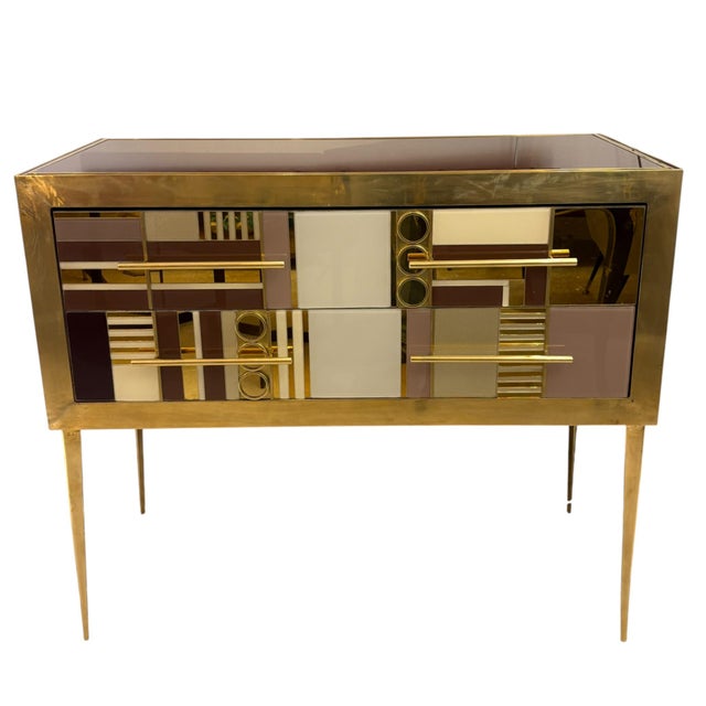 Gold, Burgundy and Pink Murano Glass Sideboard, 1980s For Sale - Image 9 of 9